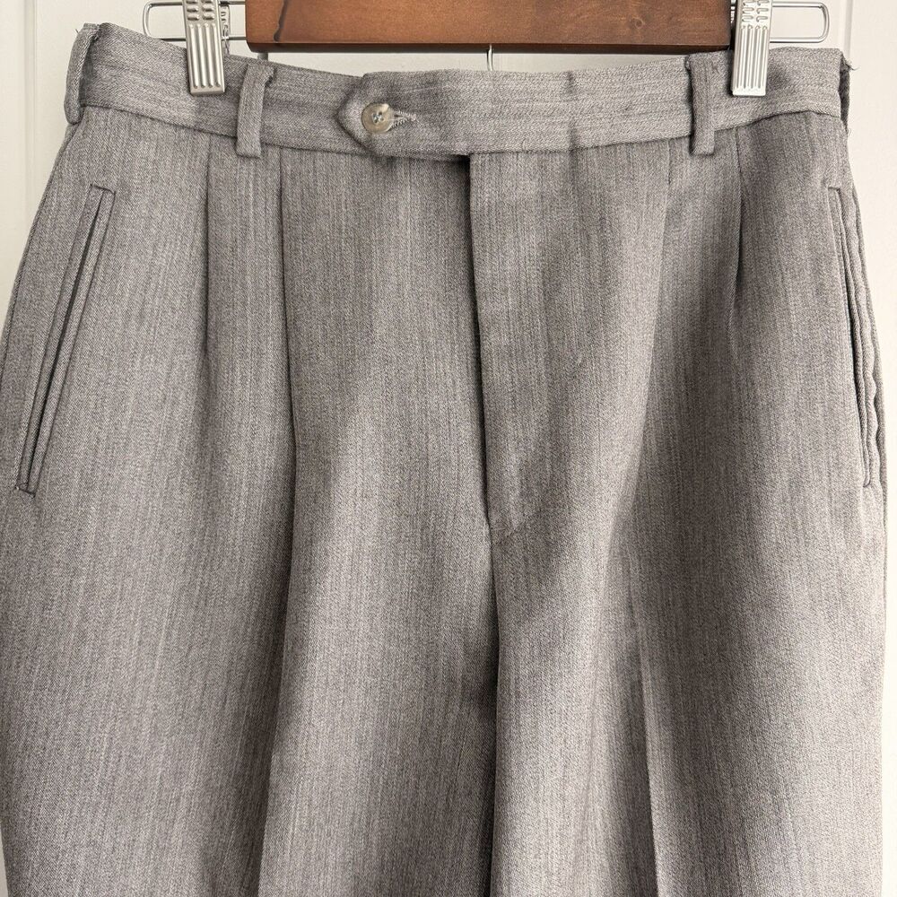 Vintage Barrie Pace Tailleur Platinum 100% Wool Gray Pleated Pants Womens 10.